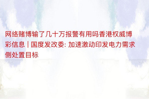 网络赌博输了几十万报警有用吗香港权威博彩信息 | 国度发改委: 加速激动印发电力需求侧处置目标